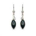 Pair of jade leafcut earrings in sterling silver 