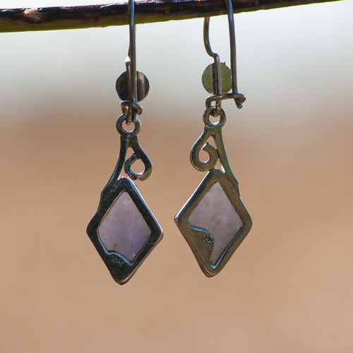 Diamond Spiral Jade Dangle Earrings