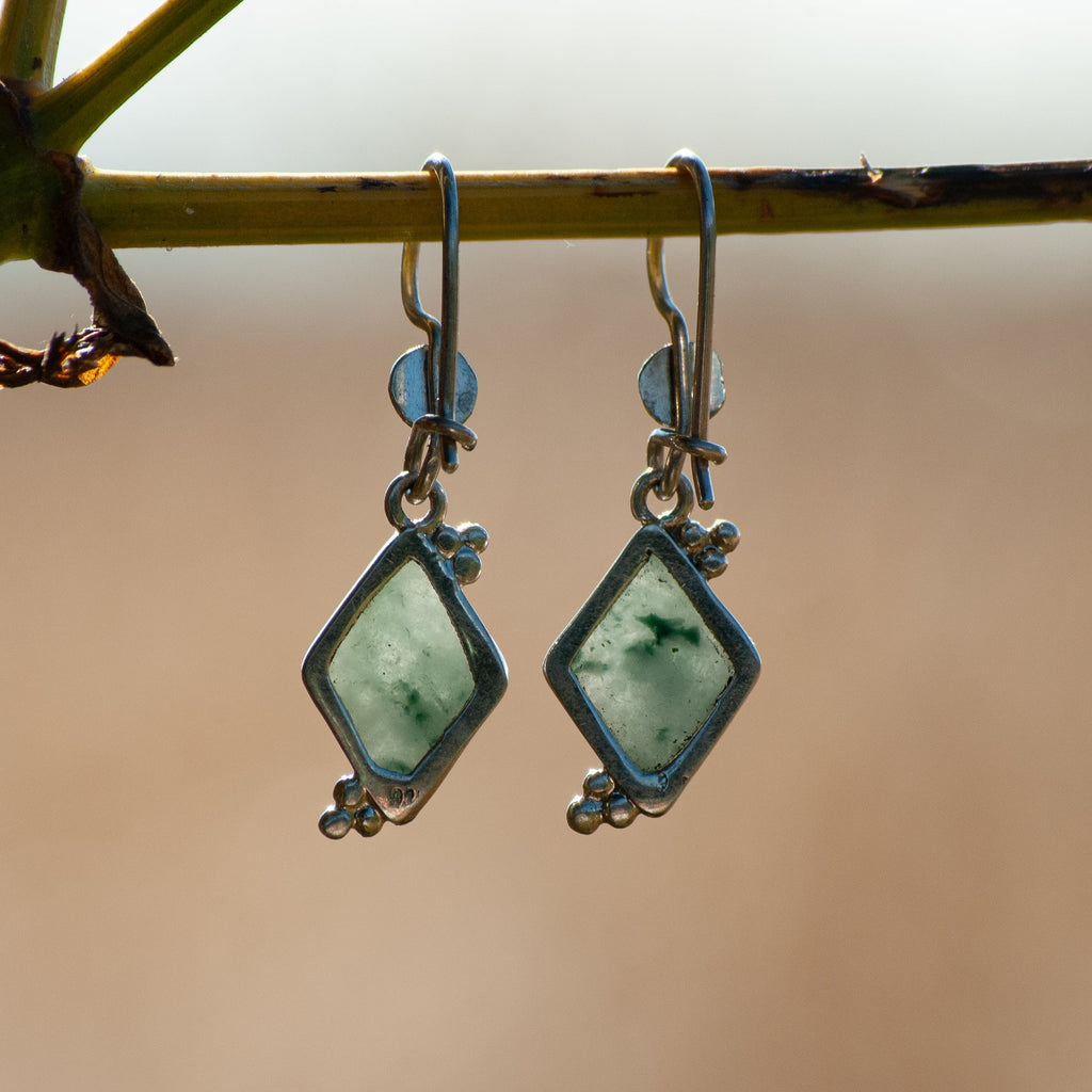 Moss Diamond Jade Dangle Earrings