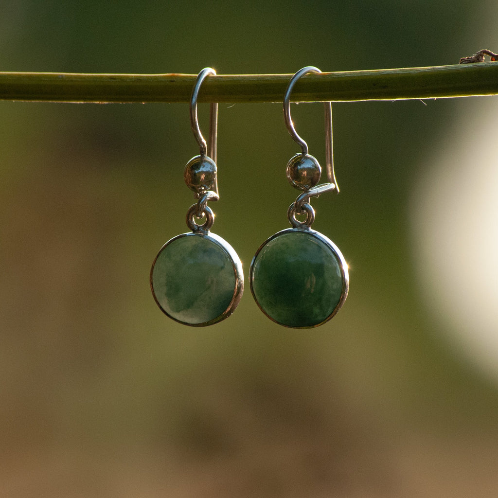 Princess Circle Jade Dangle Earrings