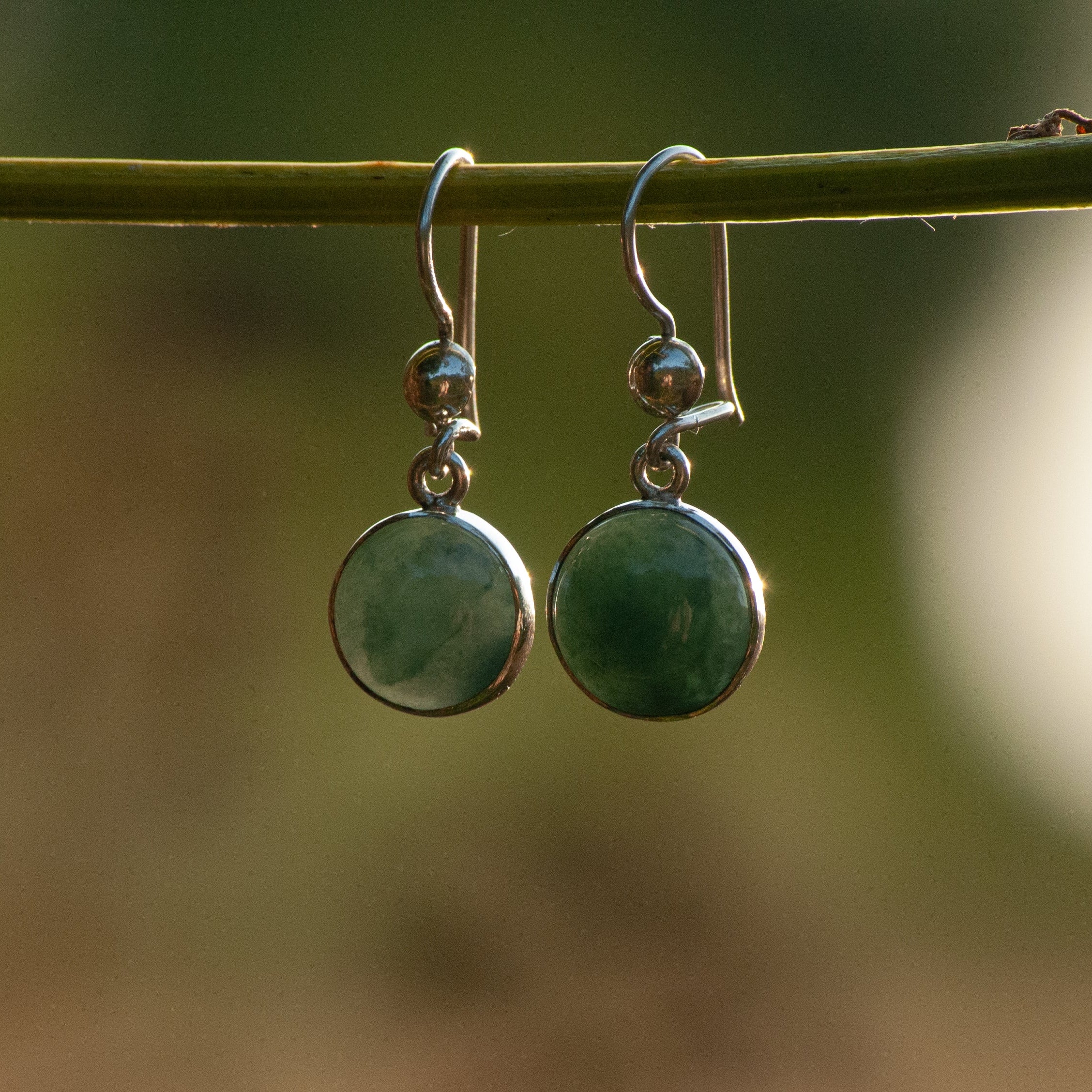 Princess Circle Jade Dangle Earrings