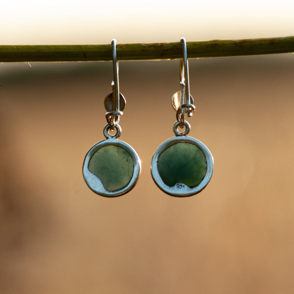 Princess Circle Jade Dangle Earrings