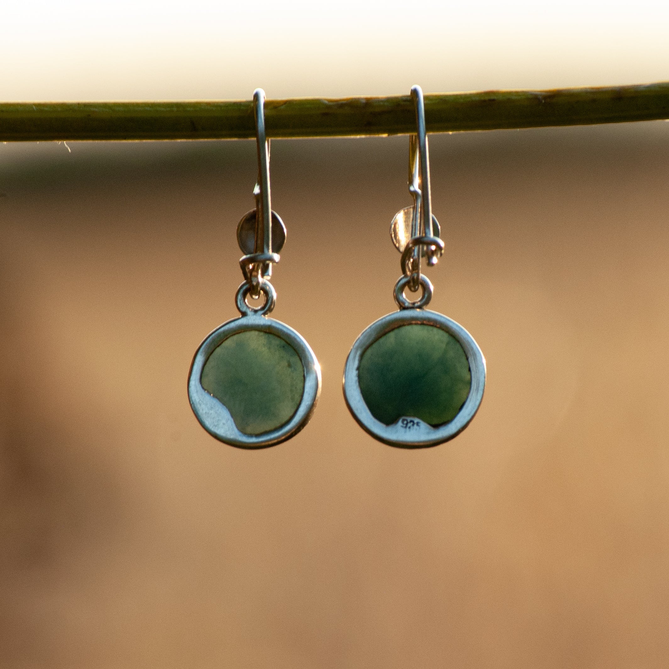 Princess Circle Jade Dangle Earrings
