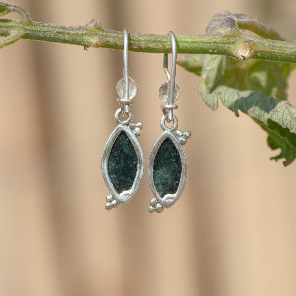 Leafcut Beaded Jade Dangle Earrings