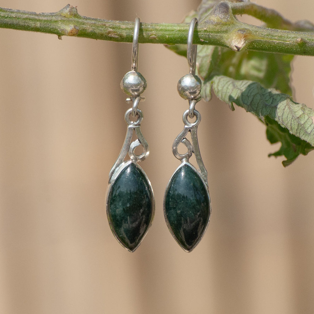 Leafcut Spiral Jade Dangle Earrings