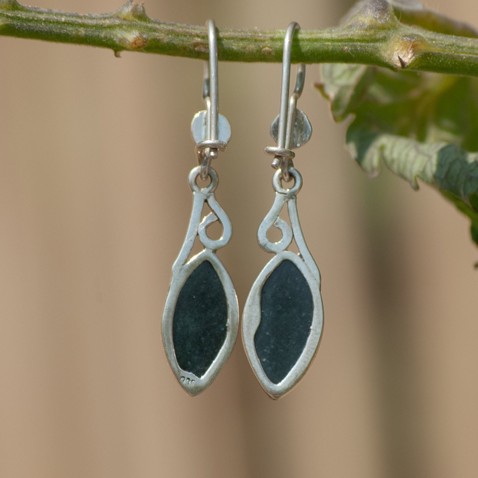 Leafcut Spiral Jade Dangle Earrings