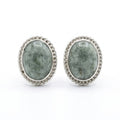 Light Green Oval Lasso Jade Stud Earrings