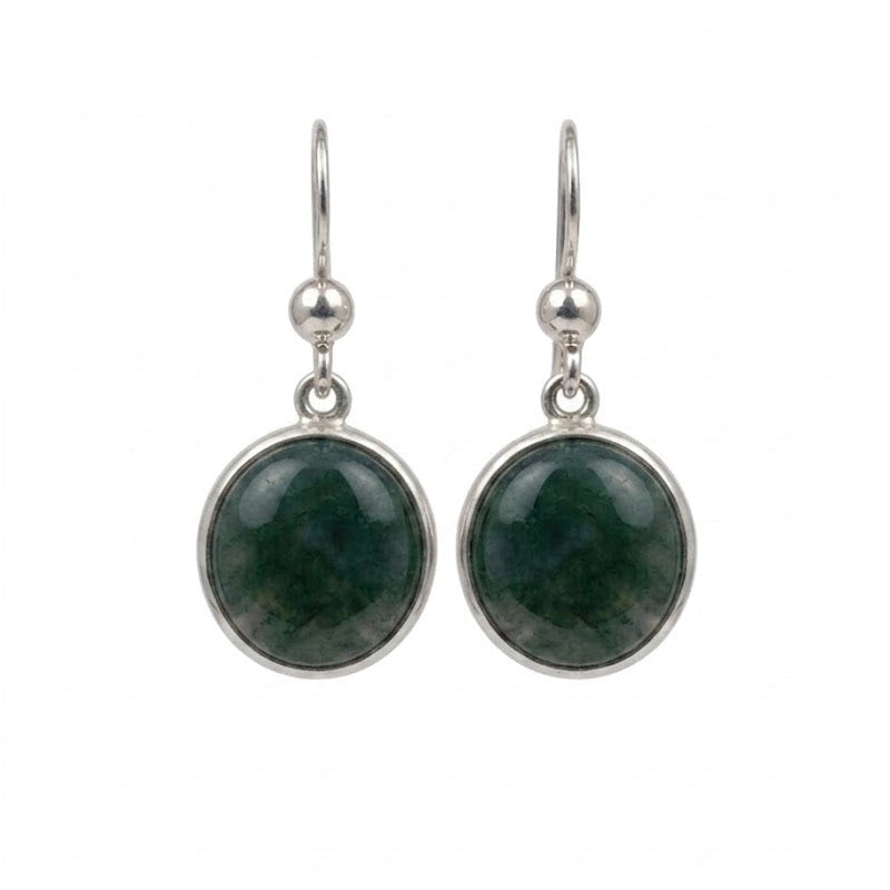 Princess Circle Jade Dangle Earrings