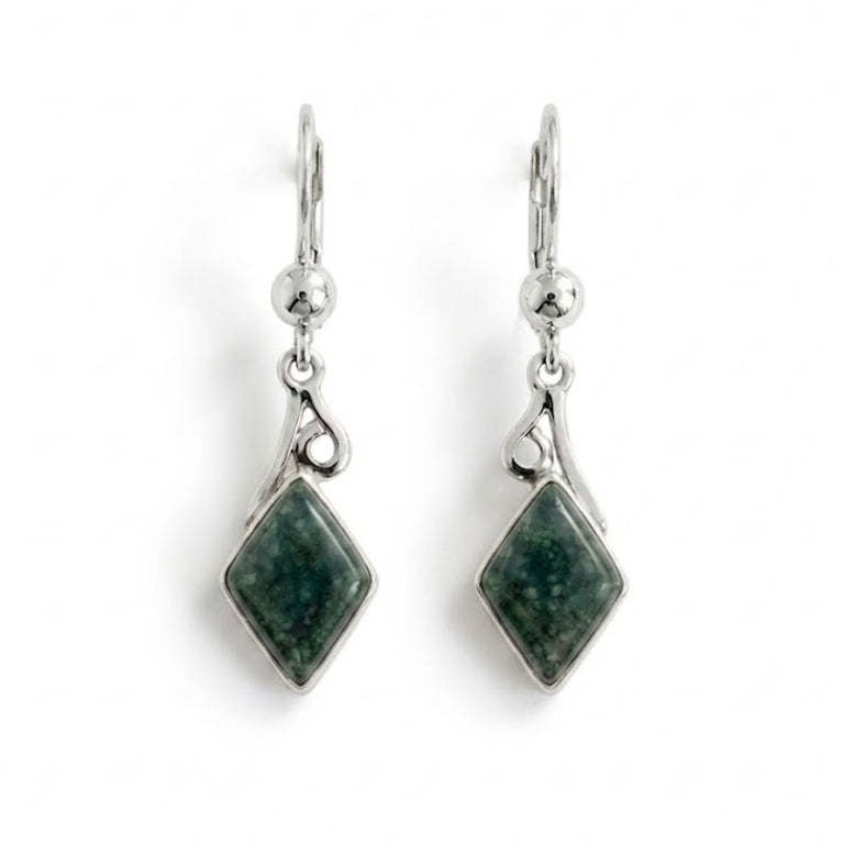 Diamond Spiral Jade Dangle Earrings