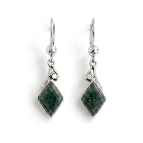 Diamond Spiral Jade Dangle Earrings