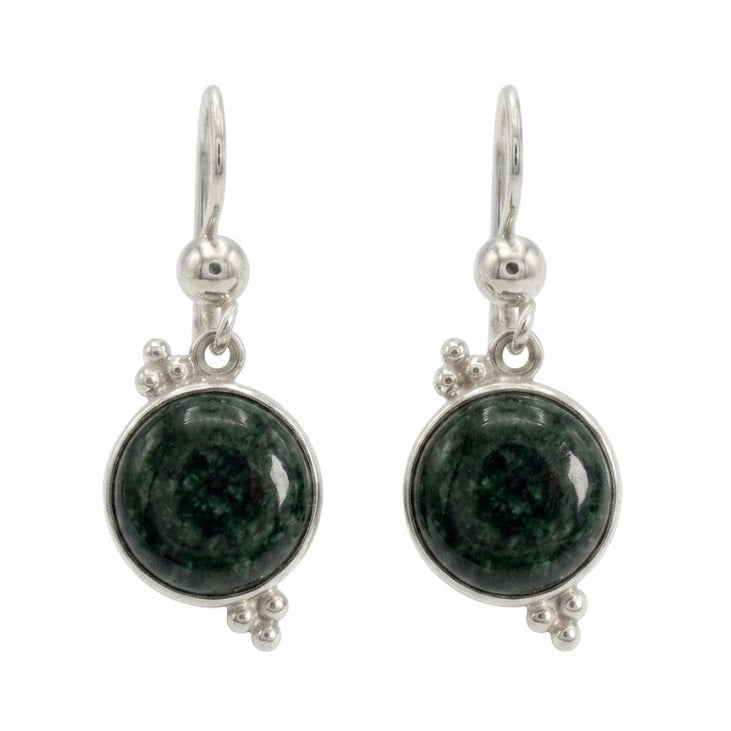 Pair of guatemalan jadeite jade earrings in sterling silver 
