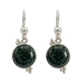 Pair of guatemalan jadeite jade earrings in sterling silver 