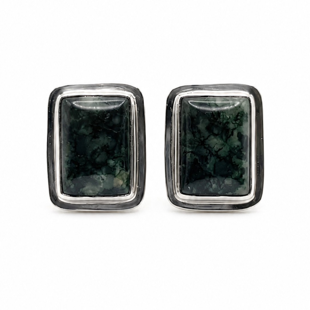 pair of green jaguar jade earrings