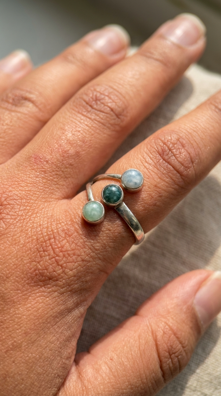 K'IN Ring - 3 Stone Jade