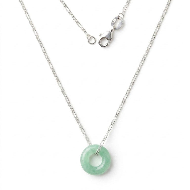 Guatemalan blue ice jadeite hoop necklace with sterling silver chain and clasp