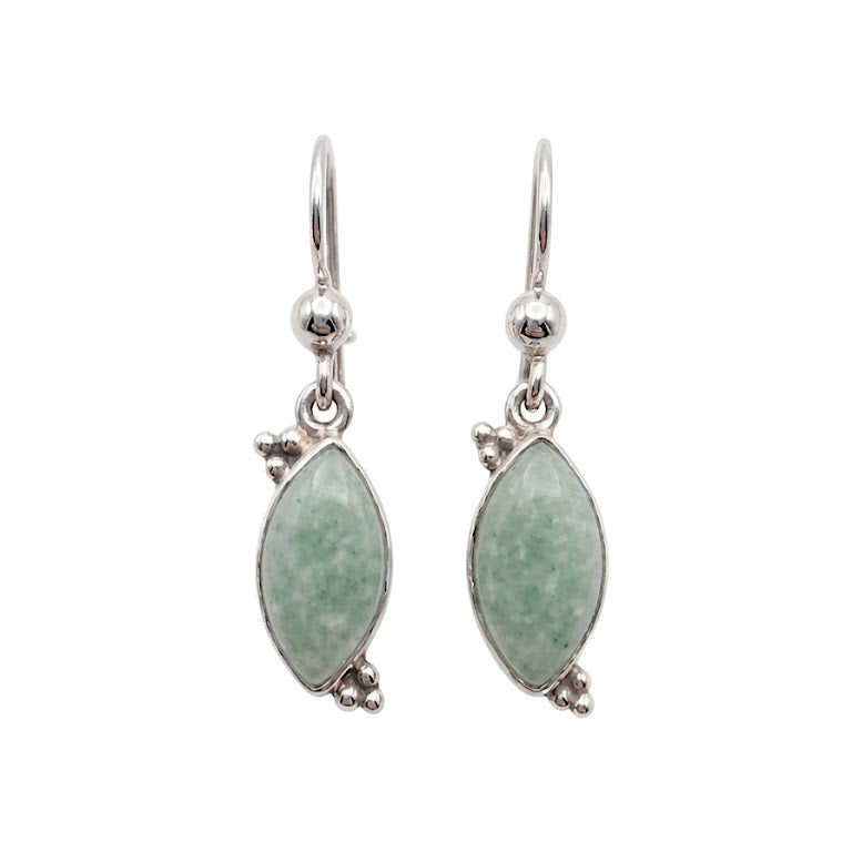 Guatemalan Jade Leafcut Beaded Dangle Earrings 