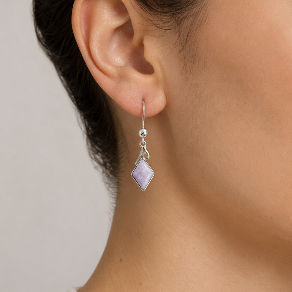 Diamond Spiral Jade Dangle Earrings
