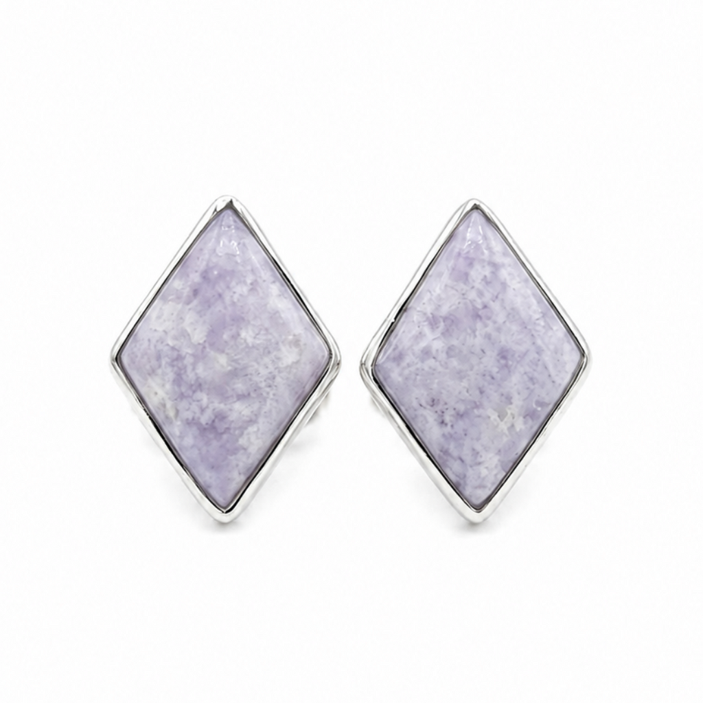 pair of lilac jade stud earrings 
