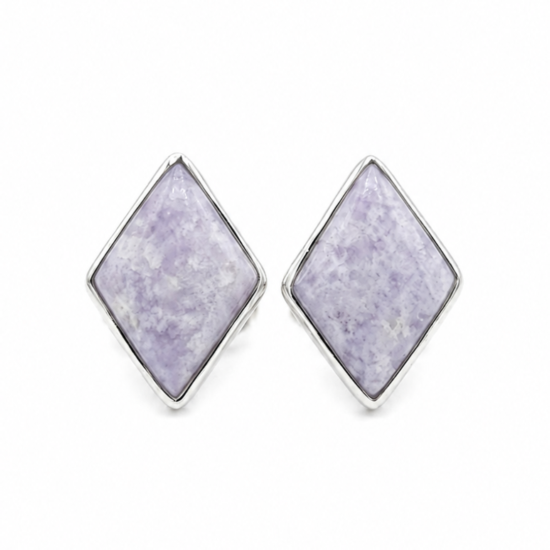 pair of lilac jade stud earrings 