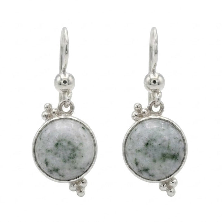 Pair of guatemalan jadeite jade earrings in sterling silver 