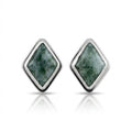 moss jade stud earrings against a white studio background 