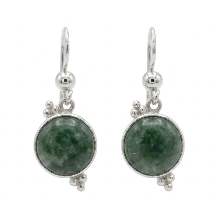 Pair of guatemalan jadeite jade earrings in sterling silver 