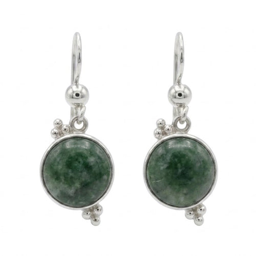 Pair of guatemalan jadeite jade earrings in sterling silver 